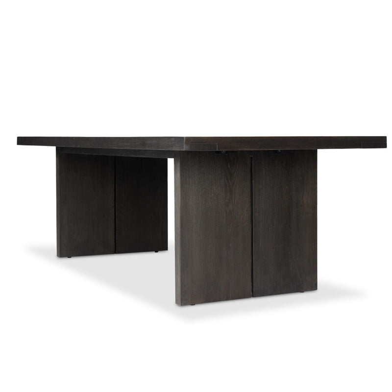 Four Hands Warby Dining Table Worn Black Veneer Angled View