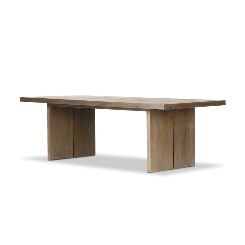 Warby Dining Table Worn Oak Veneer Angled View Four Hands