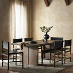 Warby Dining Table Worn Oak Veneer Staged View in Dining Room 235116-002