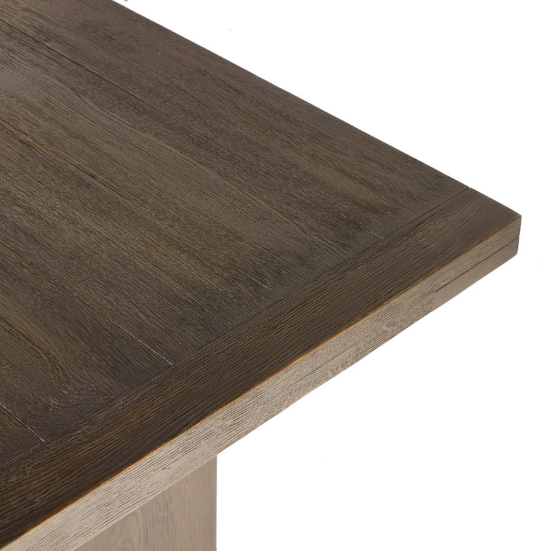 Four Hands Warby Dining Table Worn Oak Veneer Corner Detail