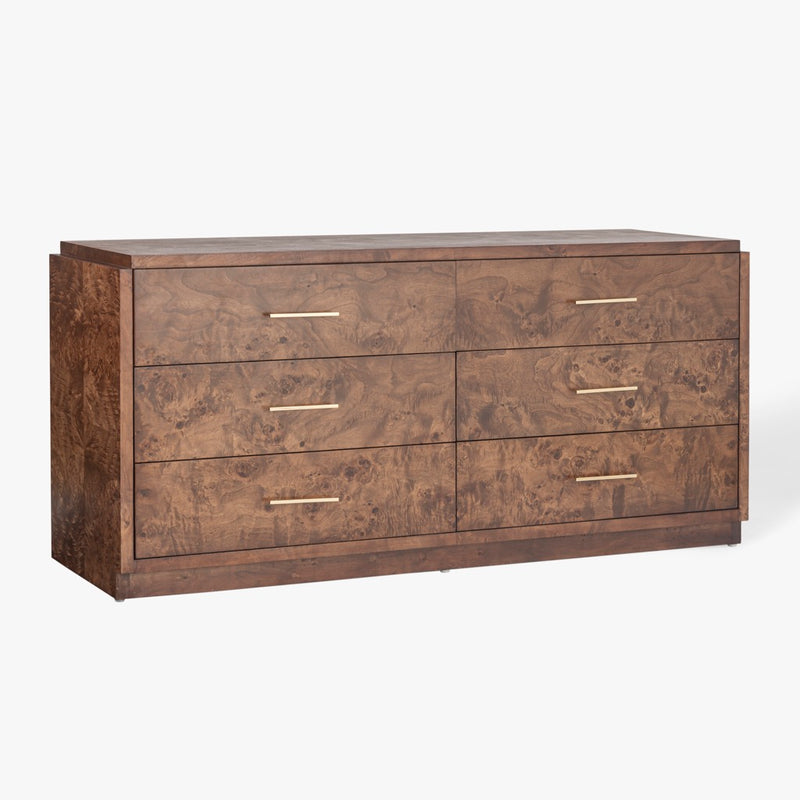 Co.House Designs Wesley 6 Drawer Burl Dresser - Dark Brown Co.House Designs Wesley 6 Drawer Burl Dresser - Dark Brown