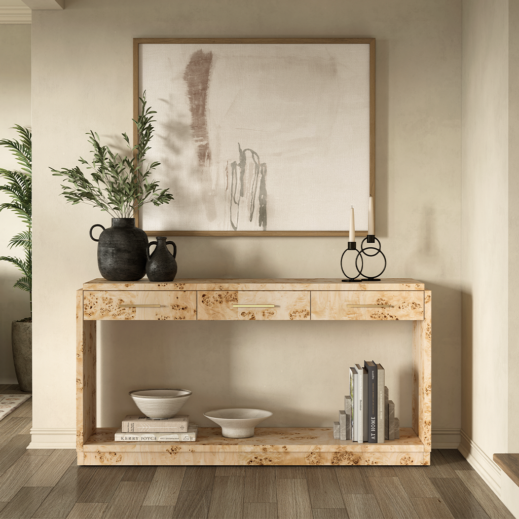 Co.House Designs Wesley Burl Console - Light Brown – Artesanos Design ...