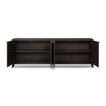 Westhoff Sideboard Rubbed Black Oak Front Facing View Open Cabinets 236117-001