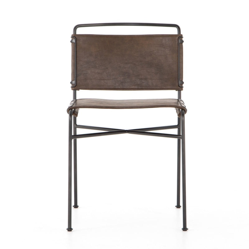 Wharton Dining Chair Distressed Brown Front Facing View 105866-011