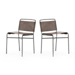 Four Hands Wharton Dining Chair Distressed Brown Angled View Pair of Chairs