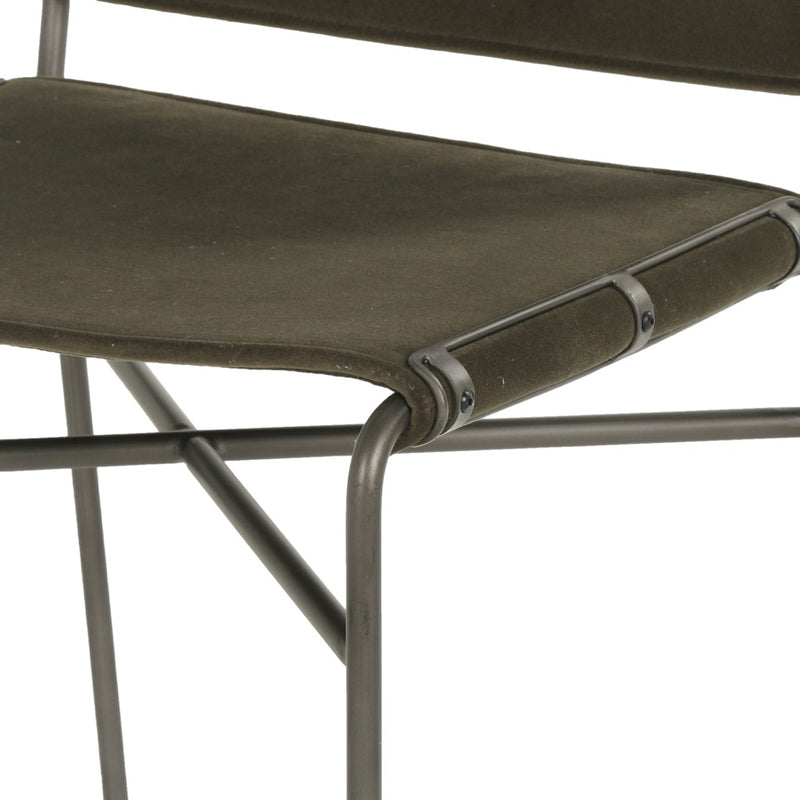 Wharton Dining Chair Modern Velvet Loden Distressed Iron Legs CIRD-20103-248