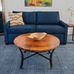 Windom Round Copper Coffee Table Staged Image Artesanos Design Collection