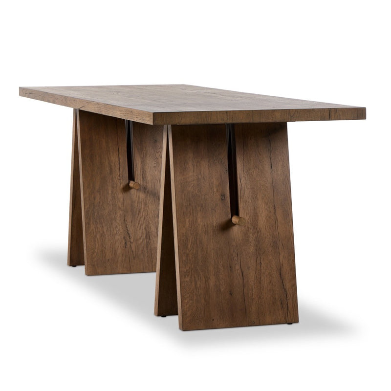 Wylie Desk Rustic Grey Veneer Angled View Four Hands