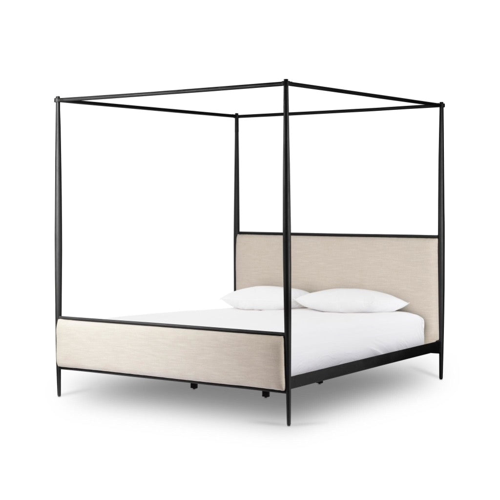 Xander Canopy Bed Savoy Parchment Angled View Four Hands