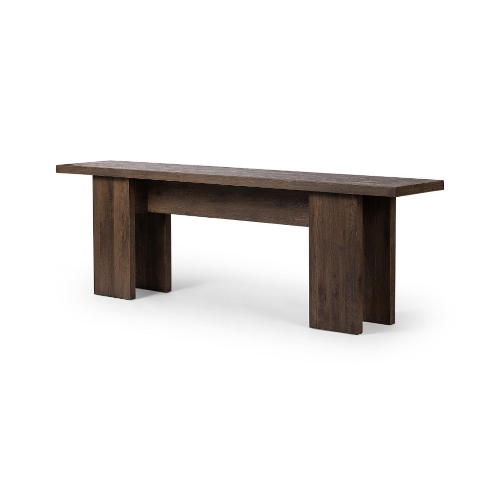Yarra Console Table Grey Oak Veneer Angled View Four Hands