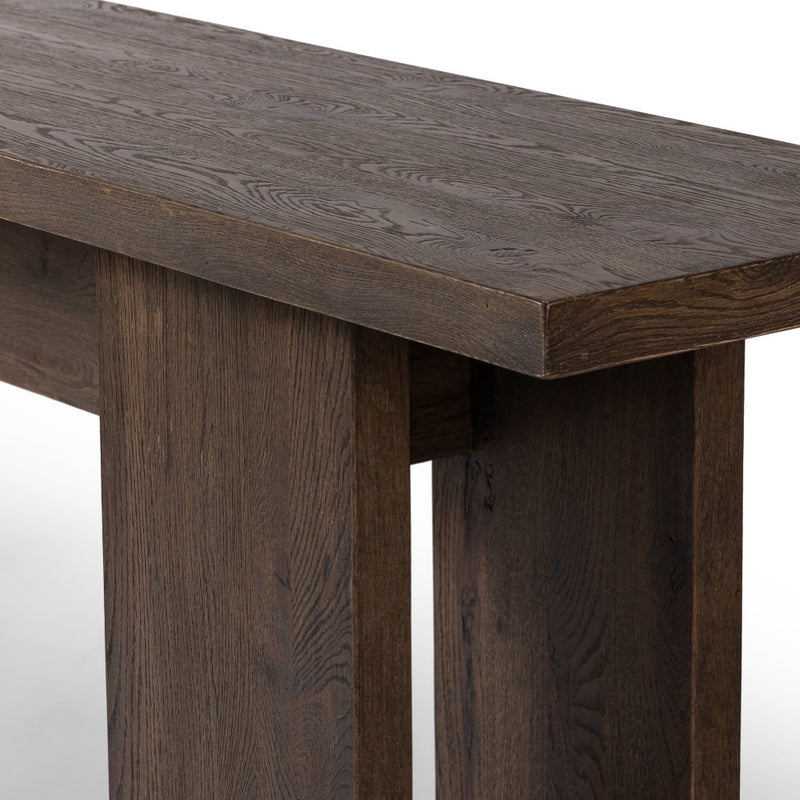 Four Hands Yarra Console Table Grey Oak Veneer Thick Tabletop