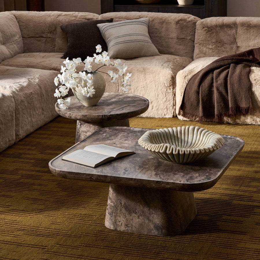 Four Hands Zane Coffee Table Set - Warm Grey Marble