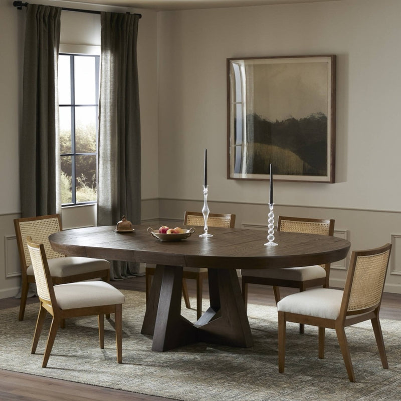 Four Hands Zelda Round Extension Dining Table staged view 