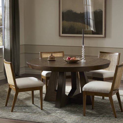 Zelda Round Extension Dining Table 240839-001 staged view 