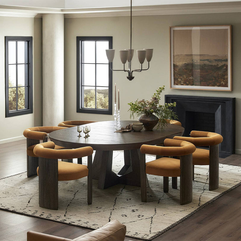 Zelda Round Extension Dining Table 240839-001 staged exntended view 