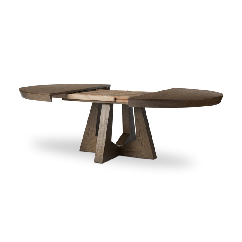 Four Hands Zelda Round Extension Dining Table - Fawn Oak Veneer ...