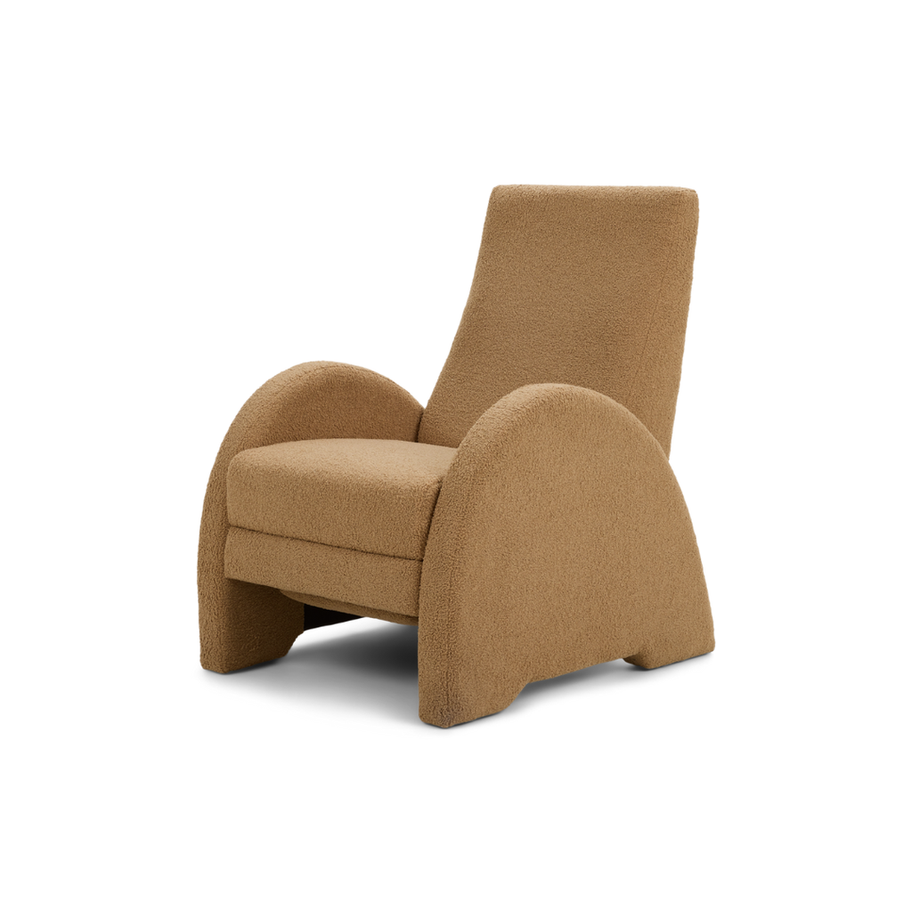 American Leather Zephyr Re-Invented Recliner Dolly Camel Angled View