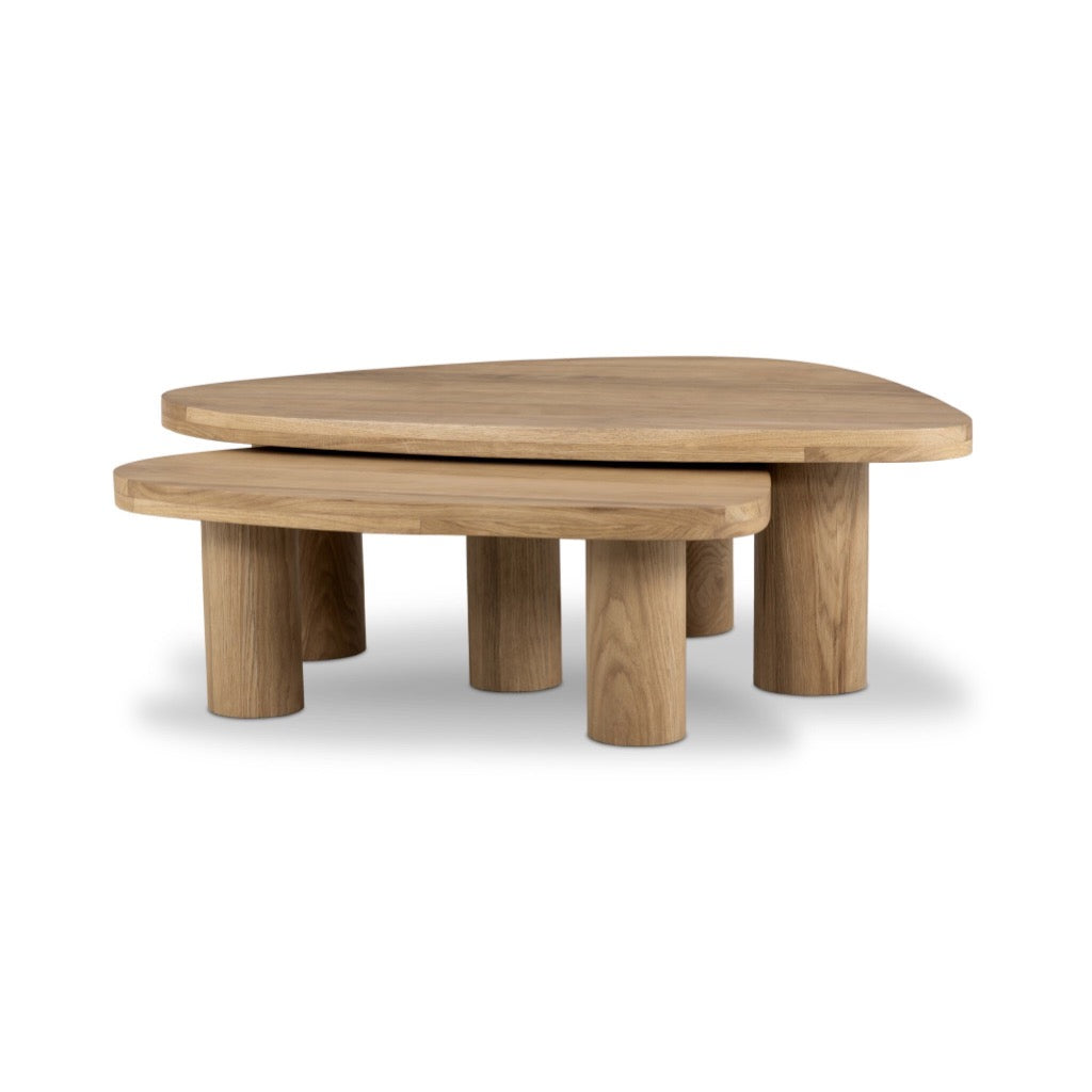 Four Hands Zion Nesting Coffee Table Set angled nesting view 