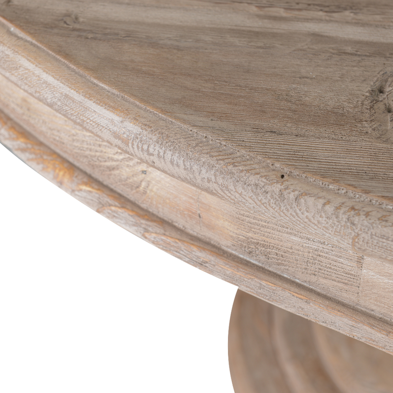 Baldwin Round Dining Table reclaimed pine rounded edge detail
