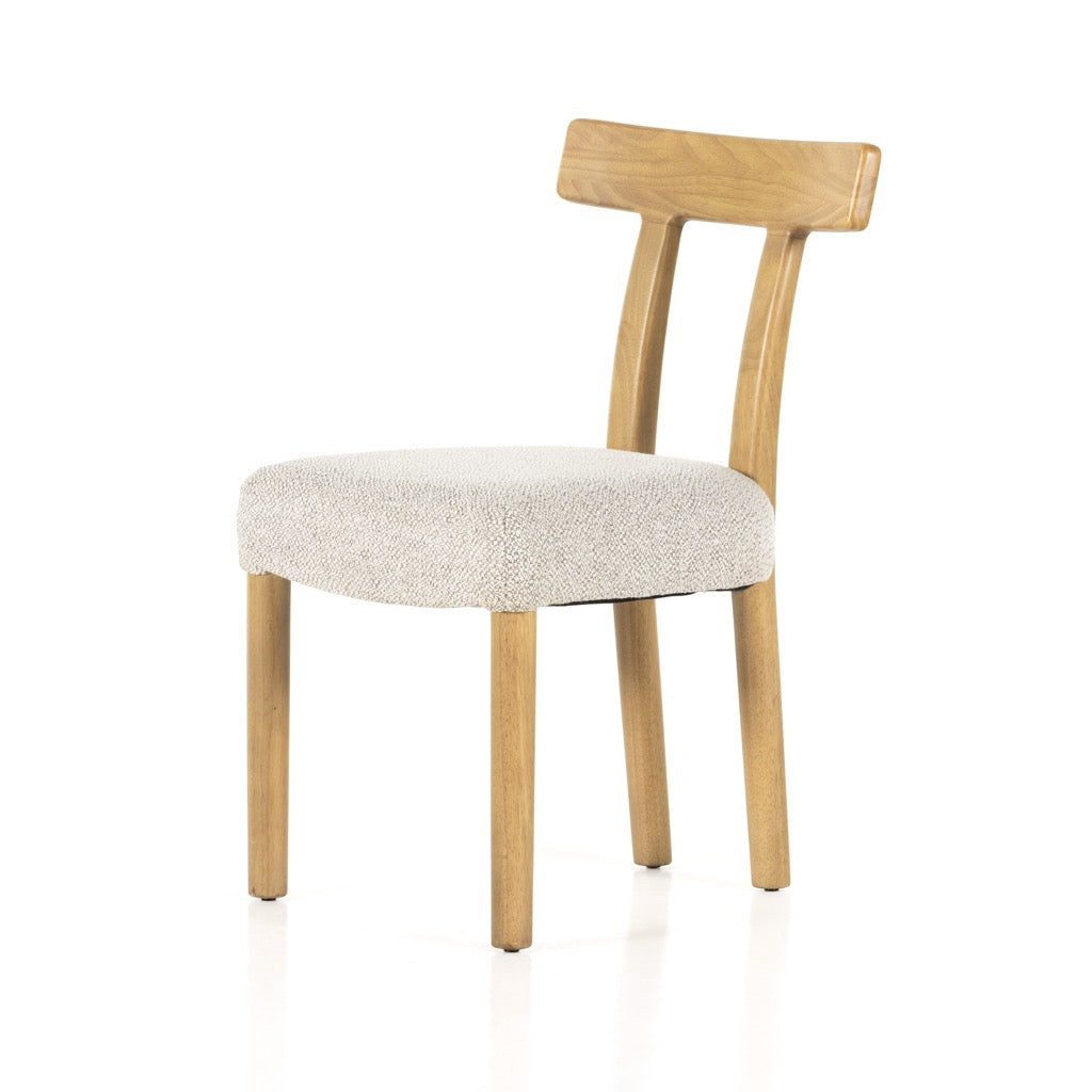 Aaron Dining Chair Brunswick Pebble Angled View Four Hands