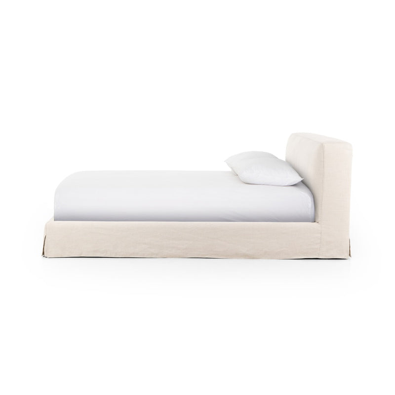 Four Hands Aidan Slipcover Bed Brussels Natural Side View