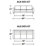 Alessandro Three Seat Sofa Measurements