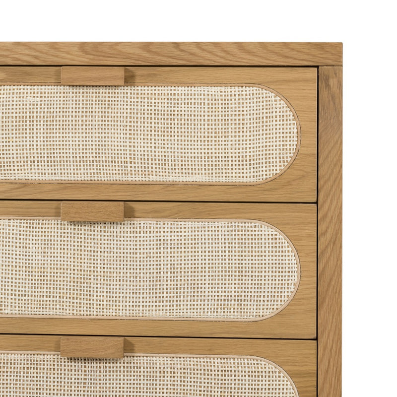 Allegra Drawer Dresser-Natural Cane close up right side front view