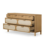 Four Hands Allegra 8 Drawer Dresser shown with drawers open