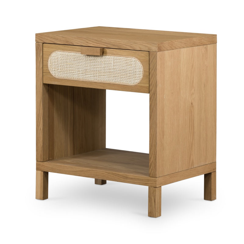 Allegra Nightstand-Natural Cane front angled view