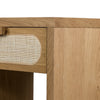 Four Hands Allegra Nightstand close up front right corner with drawer closed