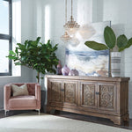 Amita Carved Wood Sideboard Classic Home shown in a decorated room