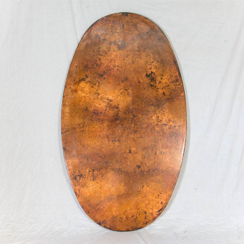 Copper Tabletop Oval Copper Table - Hammered Texture & Natural Finish – Artesanos ...