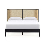 Antonia Cane Bed Brushed Ebony Front View with Mattress