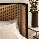 Antonia Cane Bed Brushed Ebony Staged Image Detail Cane Texture Headboard