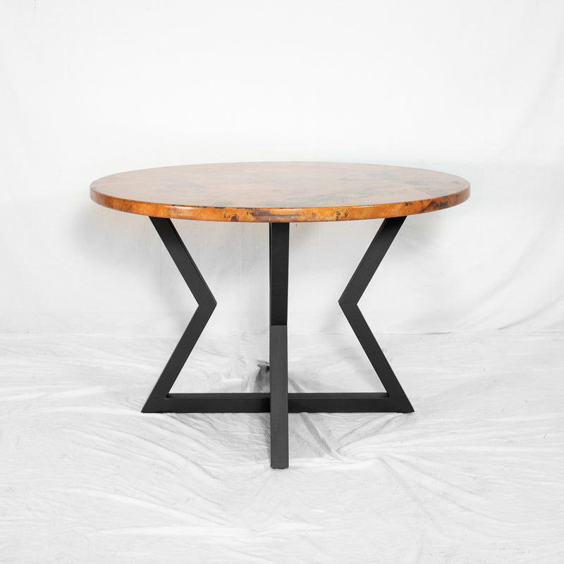 Anvil Copper Dining Table - Black & Natural Copper - Rear View