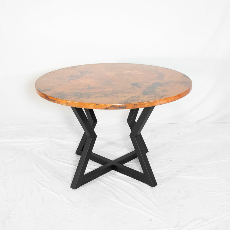 Anvil Copper Dining Table - Black & Natural Copper - Side View