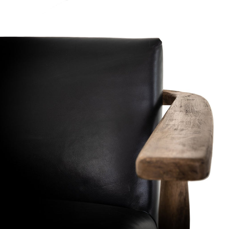 Arnett Black Leather Chair Four Hands CKEN-26271-849