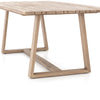 Atherton Outdoor Dining Table close view of right side washed brown teak