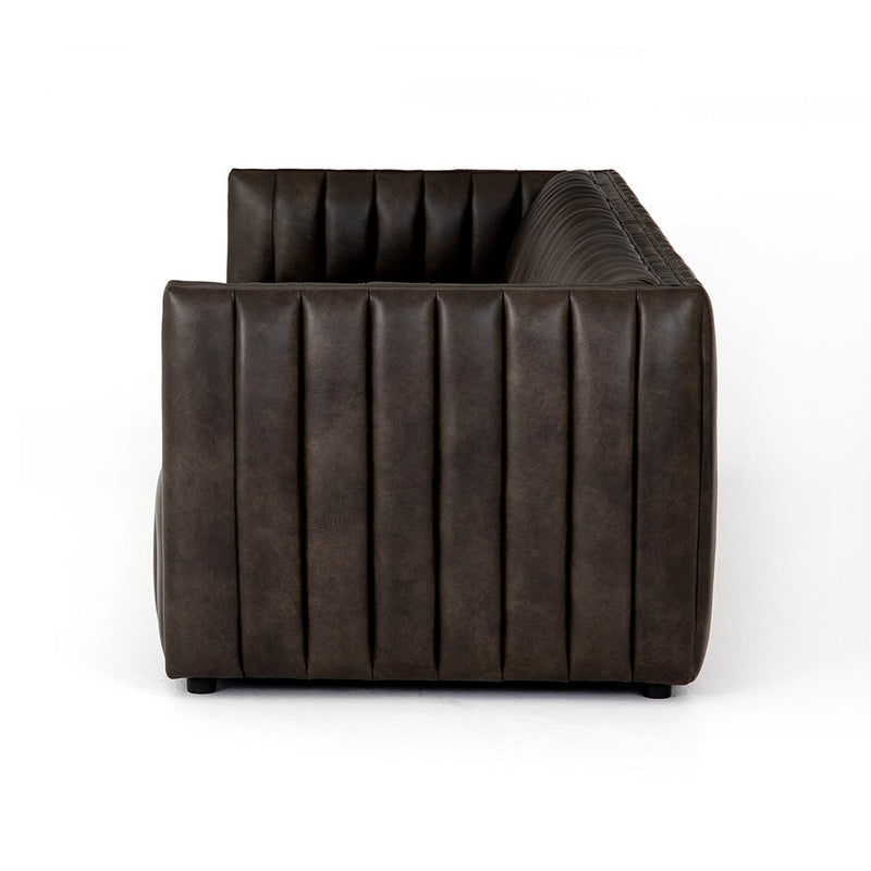 Augustine Dark Leather Sofa - Deacon Wolf Side View