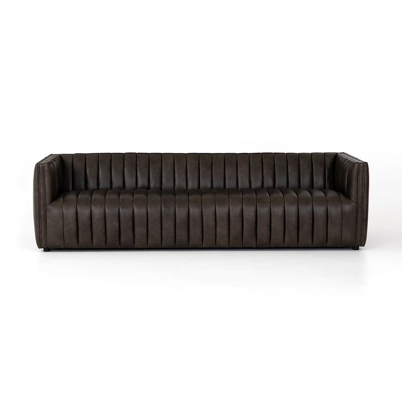 Augustine Dark Leather Sofa - Deacon Wolf Front View