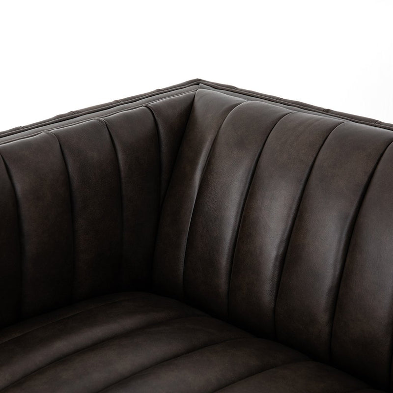 Augustine Dark Leather Sofa - Deacon Wolf Seat Detail