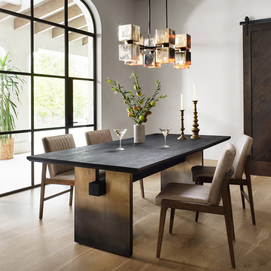 Ava Handblown Glass Chandelier Antiqued Iron Four Hands Artesanos Design Collection