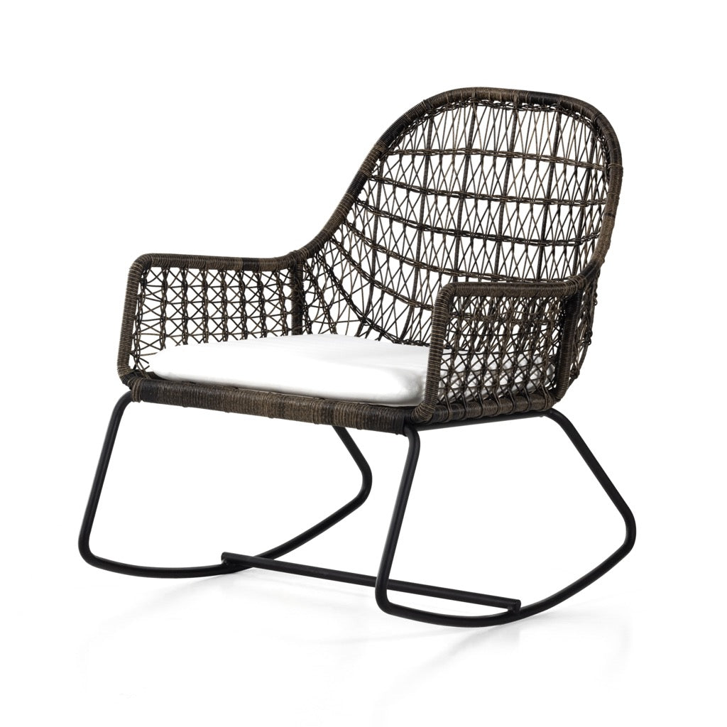 Bandera Outdoor Rocking Chair w/ Cushion Angled View Four Hands