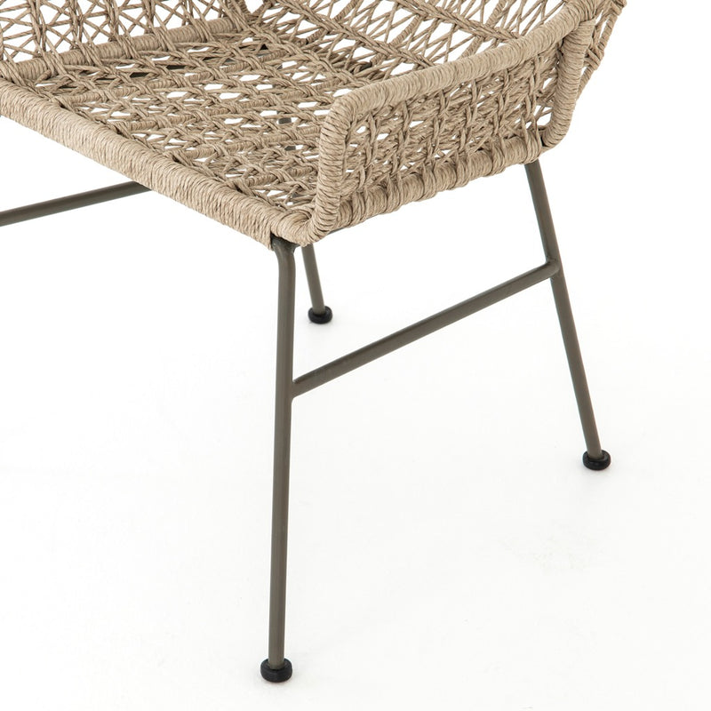 Four Hands Bandera Outdoor Woven Dining Chair right side view bronze iron base