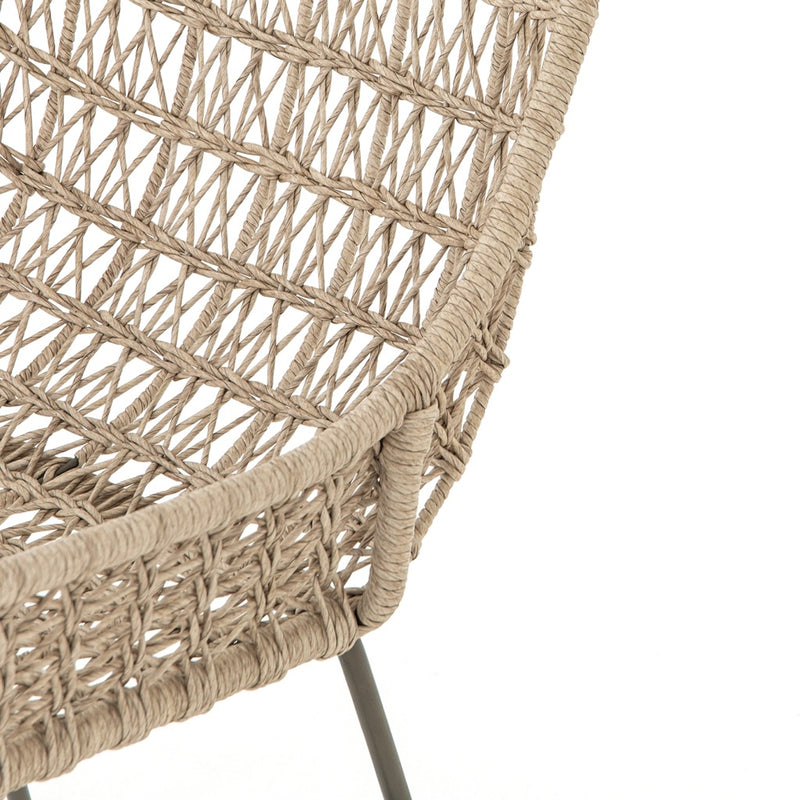 Bandera Outdoor Woven Dining Chair right side view of wicker back rest