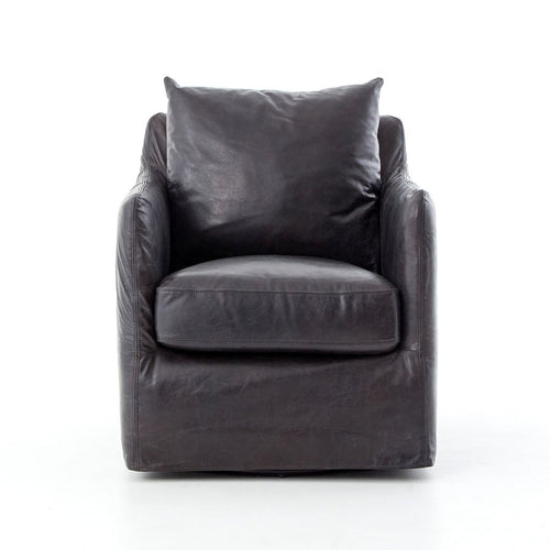 Banks Swivel Chair - Rider Black Four Hands Front View