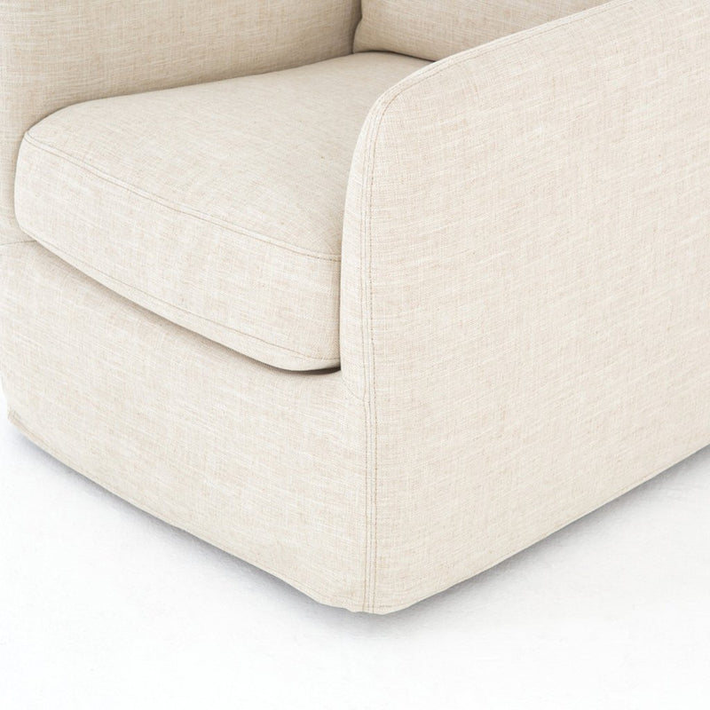 white linen accent chair