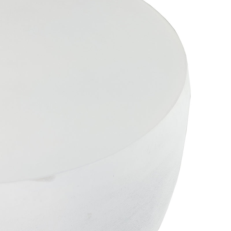 Basil Outdoor End Table Matte White Rounded Edge Detail