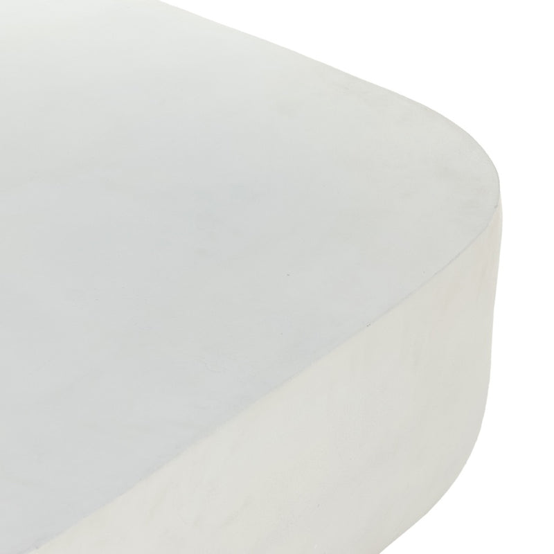 Basil Square Outdoor Coffee Table Matte White Top Right Rounded Corner Detail Four Hands