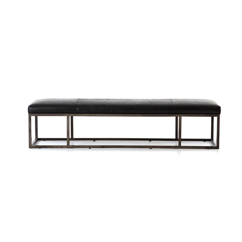 black leather entry bench